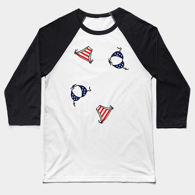 USA American flag bikini print Baseball T-Shirt by B0red